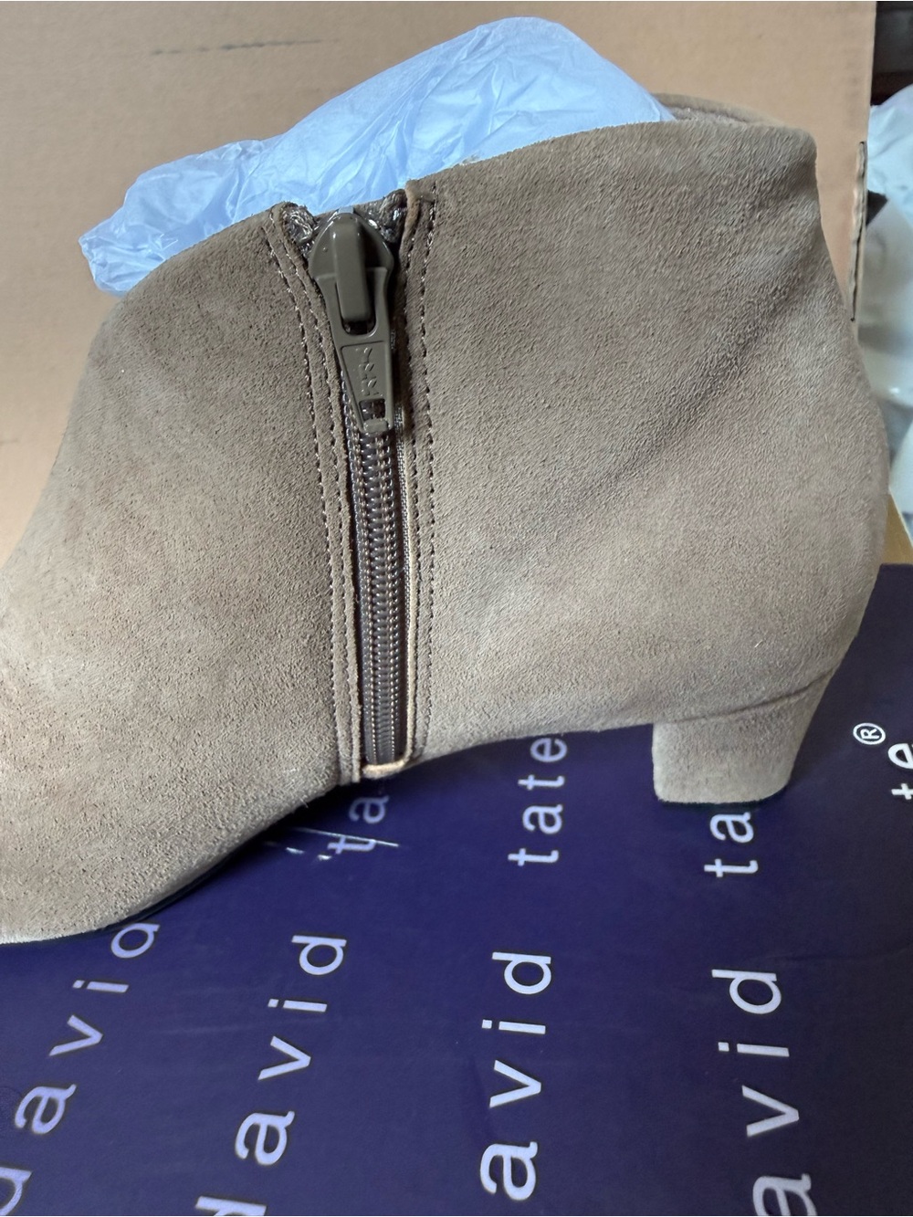 David Tate Taupe Suede Ankle Booties - Picture 4 of 6
